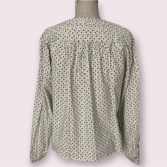 Universal Thread Cream Floral Balloon Sleeve Pullover Top Front Ties Size S - Picture 3 of 10